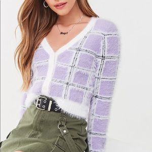‼️SOLD‼️ FOREVER 21 GRID FUZZY KNIT CARDIGAN